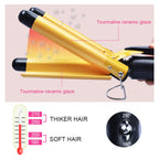 20-32m Automatic Ceramic Perm Splint Hair Curler 3 Barrels Big Wave Hair Curling Iron Tools, 32mm
