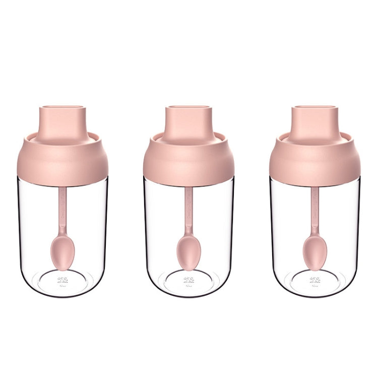 3 PCS Macaron Ribbon Moisture-Proof Lid Spoon One Seasoning Jar Glass Seasoning Bottle with Label, Seasoning Bottle, Honey Bottle, Brush Oil Bottle Seasoning Bottle Pink
