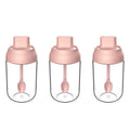 3 PCS Macaron Ribbon Moisture-Proof Lid Spoon One Seasoning Jar Glass Seasoning Bottle with Label, Seasoning Bottle, Honey Bottle, Brush Oil Bottle Seasoning Bottle Pink