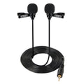 Wired Lavalier Microphone Condenser Double Head Microphone Two People Live Mobile Phone K Song Microphone, 515PU Bag 515PU Bag