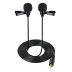 Wired Lavalier Microphone Condenser Double Head Microphone Two People Live Mobile Phone K Song Microphone, 515PU Bag 515PU Bag