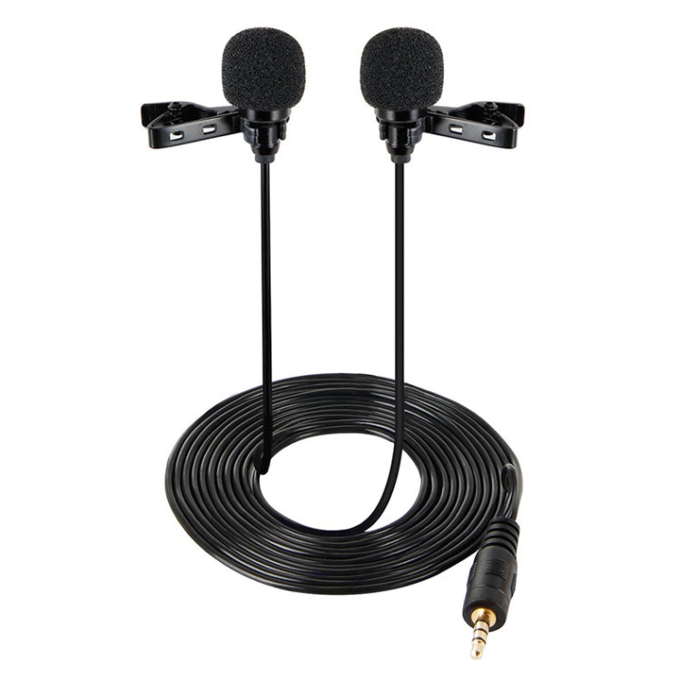 Wired Lavalier Microphone Condenser Double Head Microphone Two People Live Mobile Phone K Song Microphone, 515PU Bag 515PU Bag