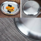 Stainless Steel Thickened Round Plate Cafe Tray Fruit Cake Plate Bone Plate Dish Shallow Plate, 14cm Brushed Matte Silver, 17cm Brushed Matte Silver, 20cm Brushed Matte Silver, 23cm Brushed Matte Silver, 26cm Brushed Matte Silver                       ...