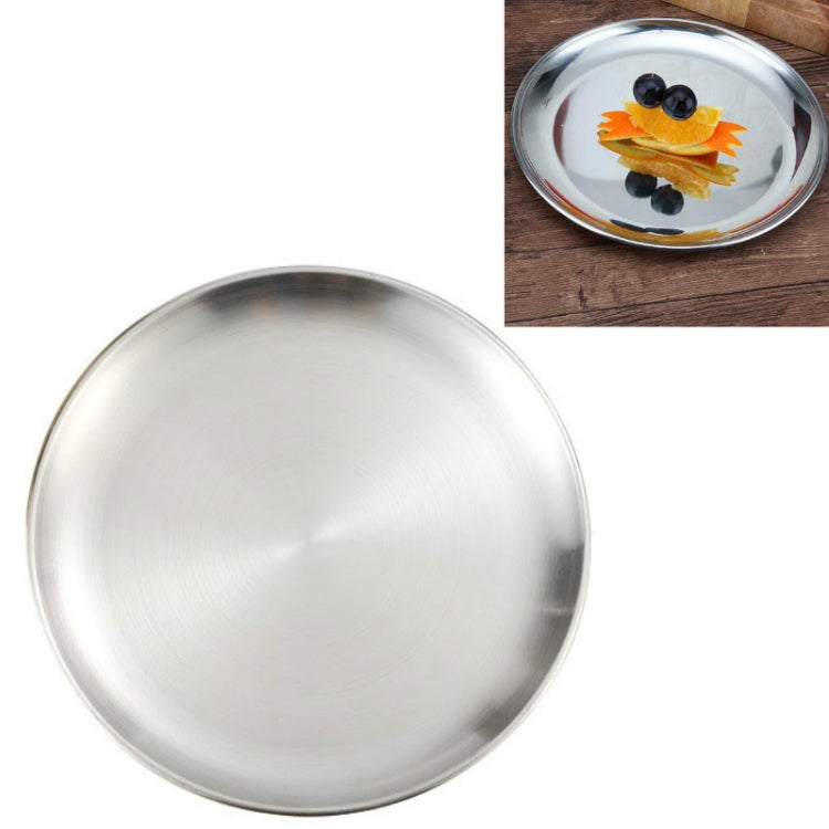 Stainless Steel Thickened Round Plate Cafe Tray Fruit Cake Plate Bone Plate Dish Shallow Plate, 14cm Brushed Matte Silver, 17cm Brushed Matte Silver, 20cm Brushed Matte Silver, 23cm Brushed Matte Silver, 26cm Brushed Matte Silver                       ... 14cm Brushed Matte Silver