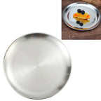 Stainless Steel Thickened Round Plate Cafe Tray Fruit Cake Plate Bone Plate Dish Shallow Plate, 14cm Brushed Matte Silver, 17cm Brushed Matte Silver, 20cm Brushed Matte Silver, 23cm Brushed Matte Silver, 26cm Brushed Matte Silver                       ... 14cm Brushed Matte Silver