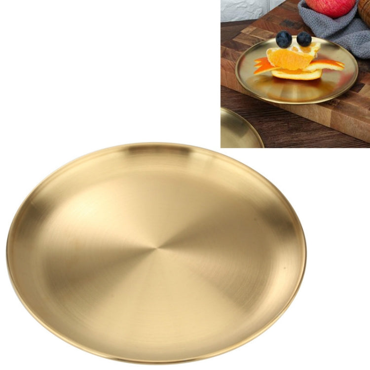 Stainless Steel Thickened Round Plate Cafe Tray Fruit Cake Plate Bone Plate Dish Shallow Plate, 14cm Brushed Matte Silver, 17cm Brushed Matte Silver, 20cm Brushed Matte Silver, 23cm Brushed Matte Silver, 26cm Brushed Matte Silver... – Durable Build,... 26cm Brushed Matte Gold