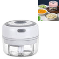 Electrical USB Rechargeable Garlic Mixing Masher Complementary Food Masher Stainless Steel Crushing Garlic Peeling Device Wireless Mini Garlic Cutter, White, Green White White