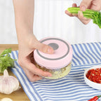 Electrical USB Rechargeable Garlic Mixing Masher Complementary Food Masher Stainless Steel Crushing Garlic Peeling Device Wireless Mini Garlic Cutter, White, Green