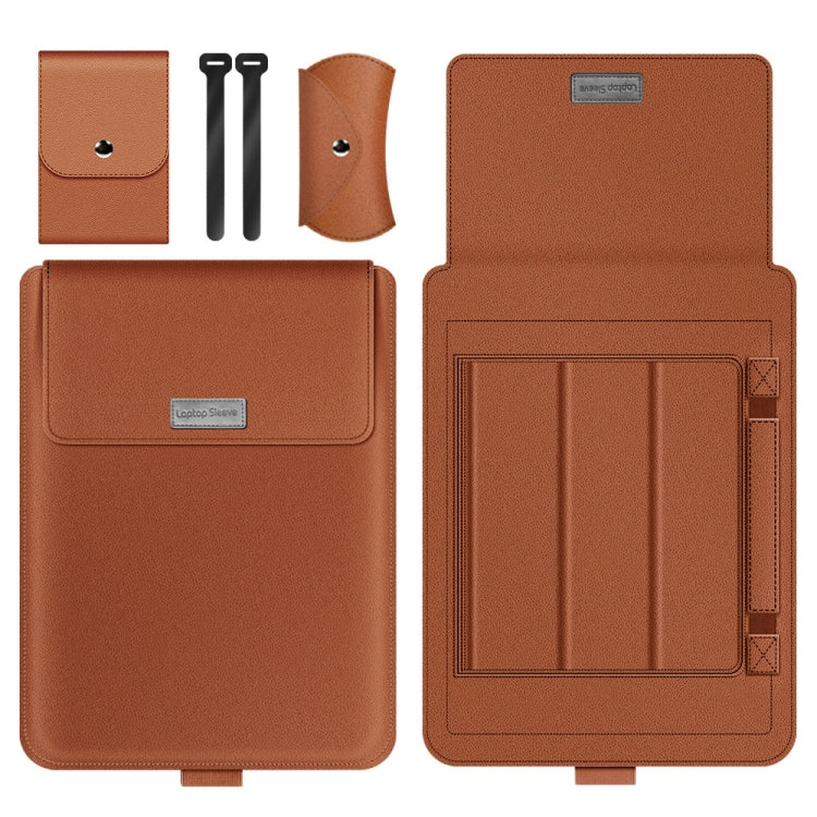 A2 4 in 1 Computer Bracket Liner Bag Storage Bag, 11/12 inch, 13/14 inch, 15 inch – Leather, TPU 15 inch Brown