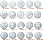 6 PCS Stainless Steel Garland Mold Fancy Coffee Printing Model Coffee Milk Foam Spray Pattern Template Random Style Delivery, 6 PCS