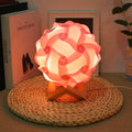 Creative Bedroom Bedside Night Light USB Round Romantic Room Decoration Lamp with Wood Base, DIY Material Kit, Finished Product DIY Material Kit Pink