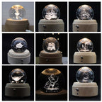 Girl Bedside Lamp Crystal Ball Wooden Base Music Box Charging Glow Rotating Night Light, Random Music, Ballet, Castle, Unicorn, Flying Pig, Dogs, Drawing Girl, Whale, Deer, Deer Head, Cat, Mermaid, Dandelion, Balloon Bear, Christmas Tree, Double Pig   ...