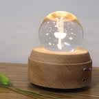 Girl Bedside Lamp Crystal Ball Wooden Base Music Box Charging Glow Rotating Night Light, Random Music, Ballet, Castle, Unicorn, Flying Pig, Dogs, Drawing Girl, Whale, Deer, Deer Head, Cat, Mermaid, Dandelion, Balloon Bear, Christmas Tree, Double Pig   ... Ballet
