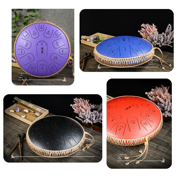 15-Tone Ethereal Drum 14-Inch Steel Tongue Drum Hollow Drum Sanskrit Drummer Disc, Red, Black, Golden, Purple, Navy Blue, Blue