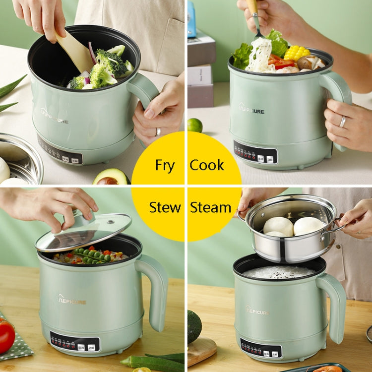 Multi-Function Electric-Cooker Mini Dormitory Student Cooking Rice Stir Frying Non-Stick Pot, 110V US Plug, White Manual Single Pot, White Manual Style with Steaming Grid, White Smart Single Pot, White Smart With Steaming Grid, Green Manual Single...