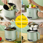 Multi-Function Electric-Cooker Mini Dormitory Student Cooking Rice Stir Frying Non-Stick Pot, 110V US Plug, White Manual Single Pot, White Manual Style with Steaming Grid, White Smart Single Pot, White Smart With Steaming Grid, Green Manual Single...