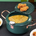 Fryer Pot Household Non-Stick Pan Temperature Control Mini Frying Pot, 20cm 20cm Olive Green