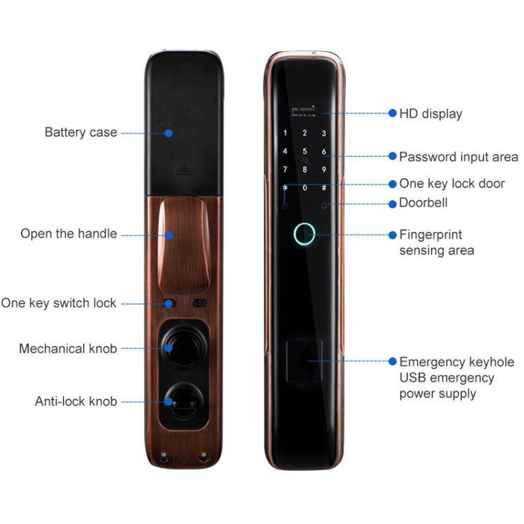 Smart Wifi Anti-Theft Fingerprint Password Lock Mobile Phone Remote Control Electronic Door Lock Magnetic Card Lock, SM-SL808 Automatic Black, SM-SL808 Automatic Bronze – Magnetic