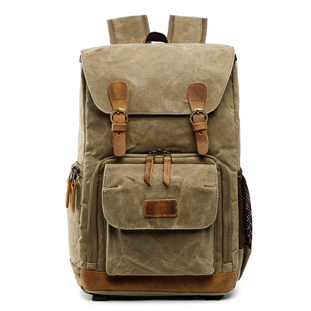Batik Canvas Waterproof Photography Bag Outdoor Wear-resistant Large Camera Photo Backpack Men for Nikon / Canon / Sony / Fujifilm – Waterproof, Wear-resistant Khaki