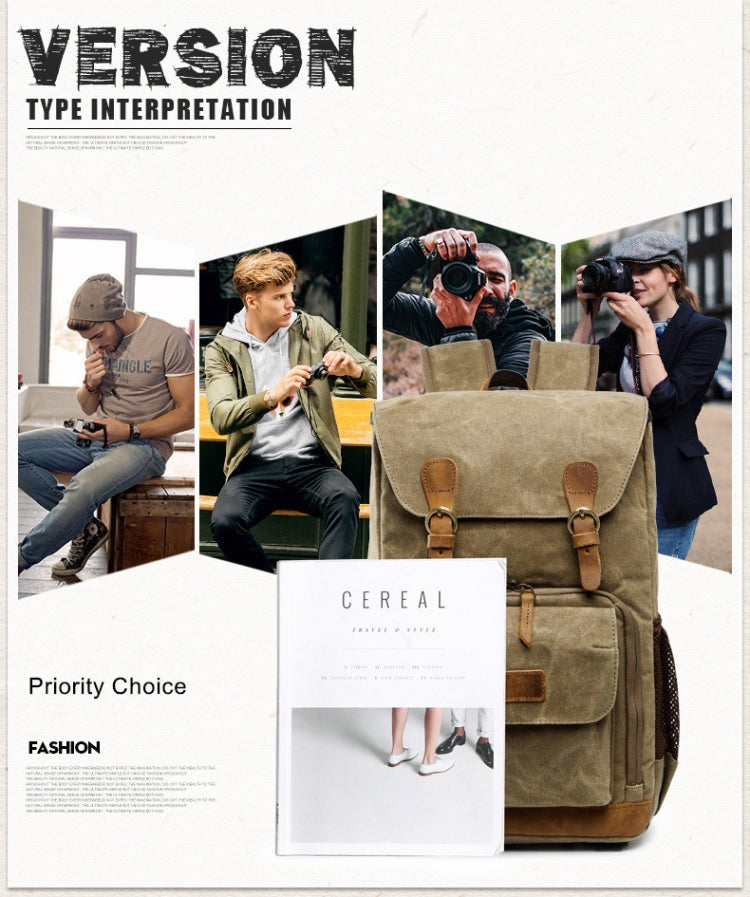 Batik Canvas Waterproof Photography Bag Outdoor Wear-resistant Large Camera Photo Backpack Men for Nikon / Canon / Sony / Fujifilm – Waterproof, Wear-resistant