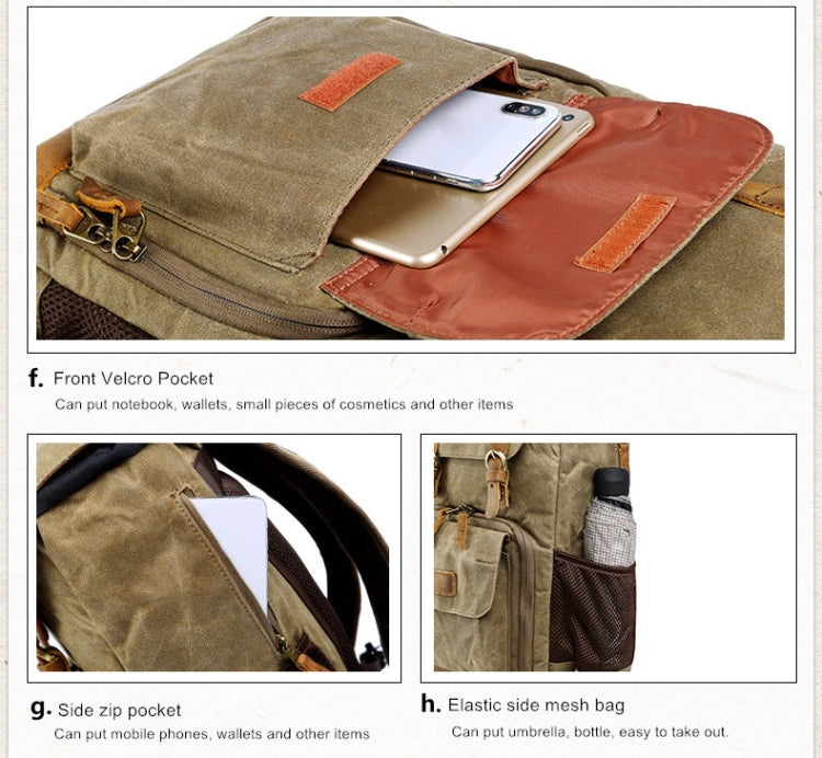 Batik Canvas Waterproof Photography Bag Outdoor Wear-resistant Large Camera Photo Backpack Men for Nikon / Canon / Sony / Fujifilm – Waterproof, Wear-resistant