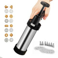 Multi-Function Stainless Steel Piping Gun Set Cookie Biscuits Hand Pressing Biscuit Machine Household DIY Baking Tools, 16 in 1(Silver) – Durable Build, Easy to Use 16 in 1(Silver)