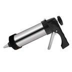 Multi-Function Stainless Steel Piping Gun Set Cookie Biscuits Hand Pressing Biscuit Machine Household DIY Baking Tools, 16 in 1(Silver) – Durable Build, Easy to Use