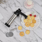 Multi-Function Stainless Steel Piping Gun Set Cookie Biscuits Hand Pressing Biscuit Machine Household DIY Baking Tools, 16 in 1(Silver) – Durable Build, Easy to Use