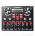 V8S Sound Card Mobile Phone Computer Anchor Live K Song Recording Microphone, English Version, V8S + Golden Net BM700 Set, V8S + Black Bet BM700 Set