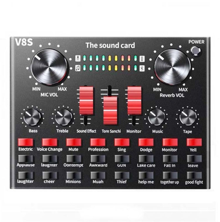 V8S Sound Card Mobile Phone Computer Anchor Live K Song Recording Microphone, English Version, V8S + Golden Net BM700 Set, V8S + Black Bet BM700 Set English Version