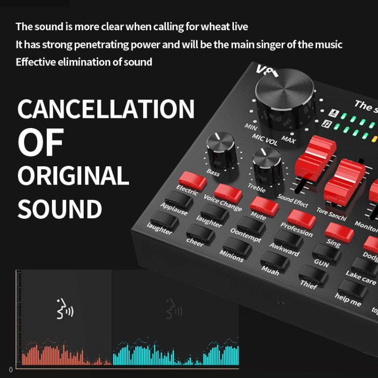 V8S Sound Card Mobile Phone Computer Anchor Live K Song Recording Microphone, English Version, V8S + Golden Net BM700 Set, V8S + Black Bet BM700 Set