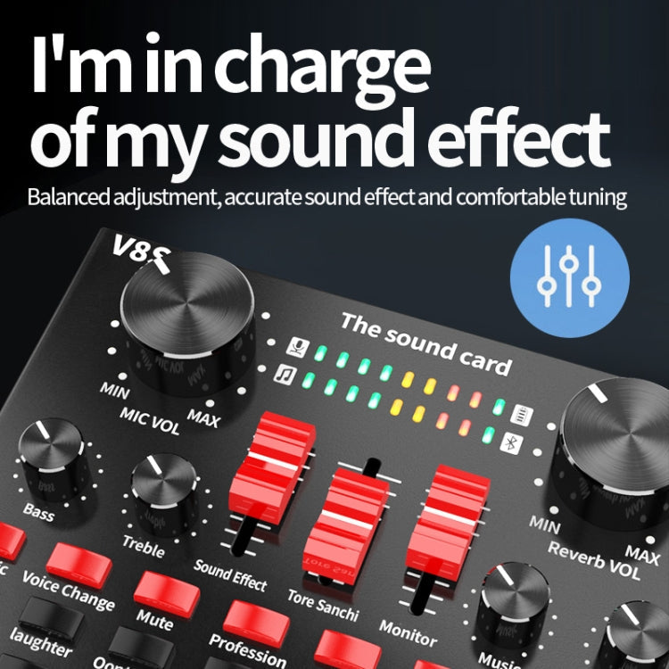 V8S Sound Card Mobile Phone Computer Anchor Live K Song Recording Microphone, English Version, V8S + Golden Net BM700 Set, V8S + Black Bet BM700 Set
