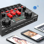 V8S Sound Card Mobile Phone Computer Anchor Live K Song Recording Microphone, English Version, V8S + Golden Net BM700 Set, V8S + Black Bet BM700 Set