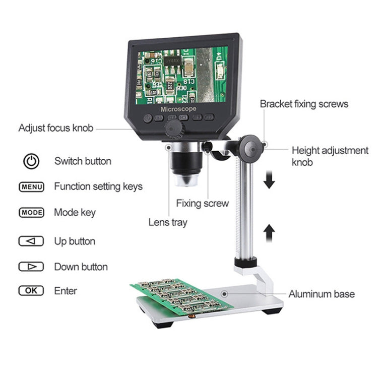 G600A HD Mobile Phone Repair Microscope 4.3 Inch Screen Digital Microscope Electron Microscope, EU Plug, US Plug
