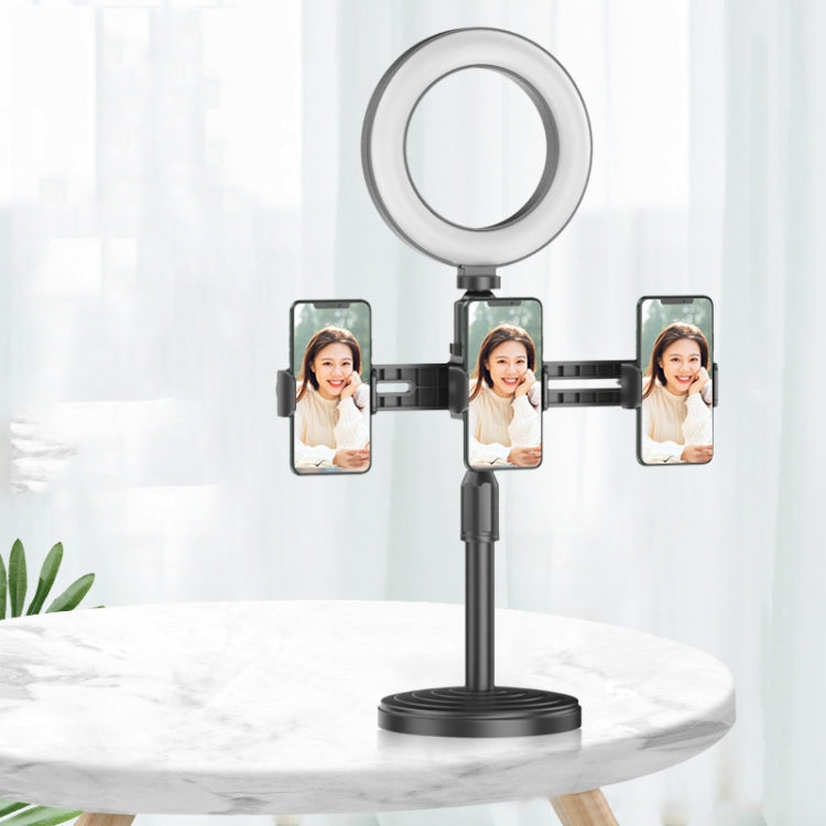 2 PCS Desktop Universal Retractable Multifunctional Mobile Phone Live Broadcast Stand, Dual Positions, Three Positions, Double Positions With Fill Light, Three Positions With Fill Light Three Positions With Fill Light