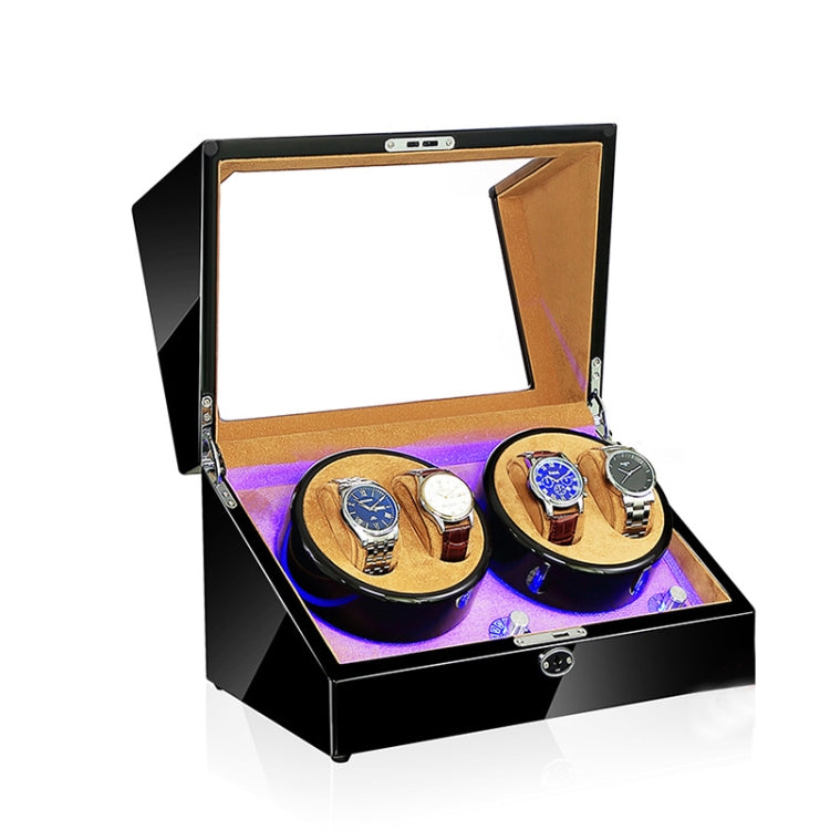 Electric Motor Rotating Watch Box Automatic Mechanical Watch Shaker, US... Black + Camel Flannel