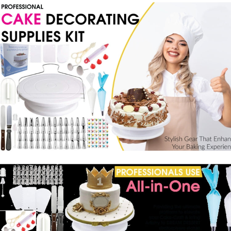 205 in 1 Cake Decorating Turntable Set Cake Decorating Mouth Baking Utensils, 205 PCS/Set – Non-slip