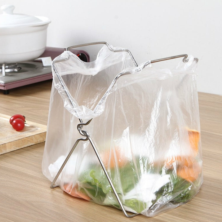 Stainless Steel Kitchen Foldable Storage Rack Plastic Bag Towel Trash Can Holder, Trash Can Holder Trash Can Holder