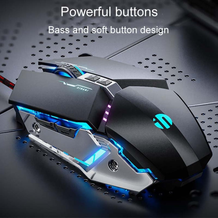 Inphic W-02 6 Keys Home Office Luminous Macro Programming USB Computer Mechanical Game Wired Mouse, W-02 (Metallic Gray) – Wear-resistant