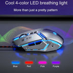 Inphic W-02 6 Keys Home Office Luminous Macro Programming USB Computer Mechanical Game Wired Mouse, W-02 (Metallic Gray) – Wear-resistant