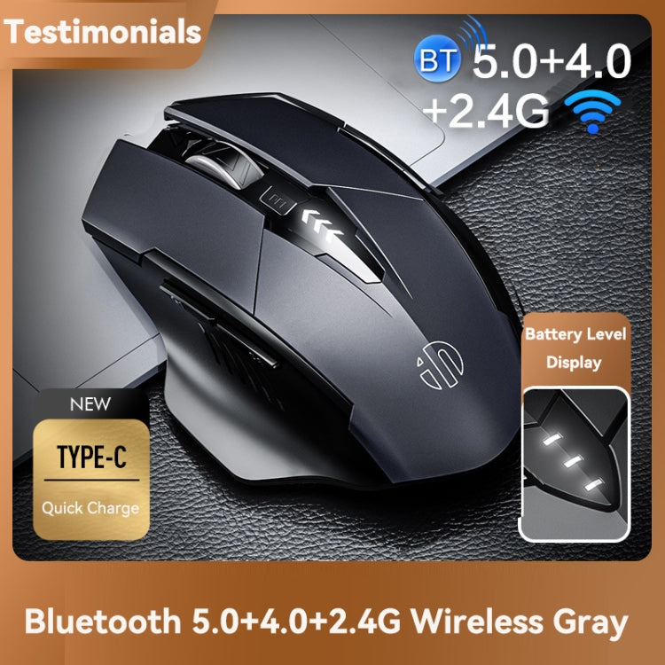 Inphic A1 6 Keys 1000/1200/1600 DPI Home Gaming Wireless Mechanical Mouse, Colour: Gray Wireless+Bluetooth 4.0+Bluetooth 5.0, Black Wireless Charging Silent Version, Gray Wireless Charging Silent Version, Gray Wireless+Bluetooth 4.0+Bluetooth 5.0... –...