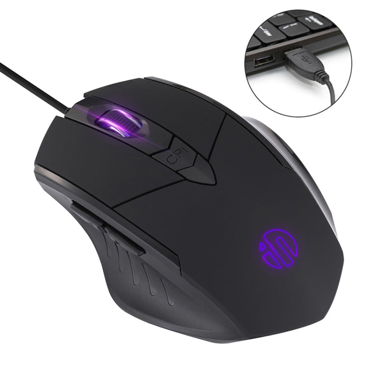Inphic PW1 Game Mute Macro Definition Illuminated Wired Mouse, Cable Length: 1.5m, Mute Titanium Gray Game Version, Mute Black Business Version, Mute Black Game Version – Wear-resistant, Non-slip
