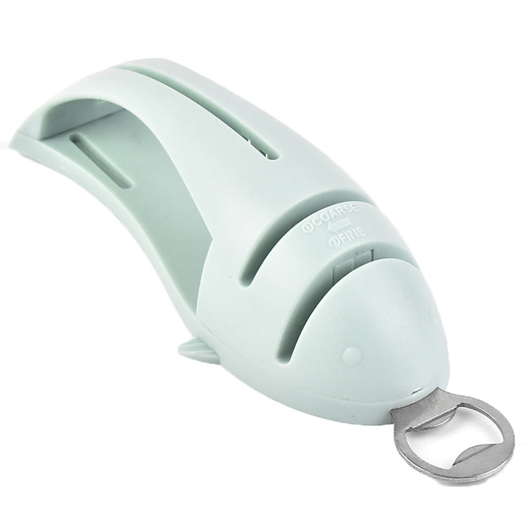 Multi-Function Fish Shape Knife Sharpener Tool Holder Diamond Tungsten Steel Knife Sharpener, Green, Pink, Black Green