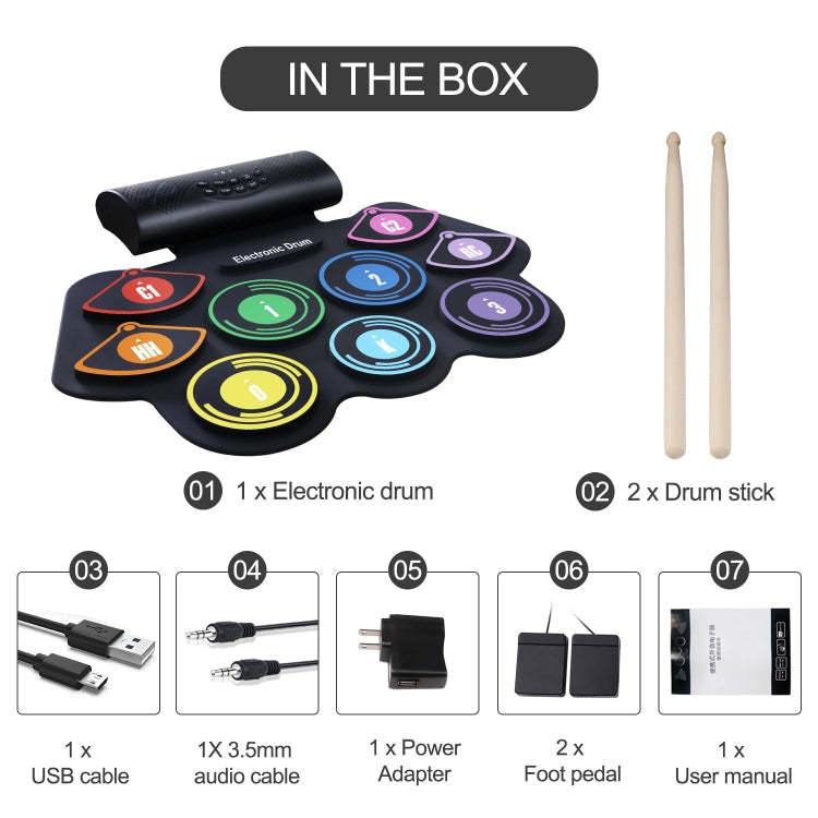 Hand-Rolled Drum Set Color Electronic Drum Lithium Battery Rechargeable Silicone Drum Set, MD862C – TPU