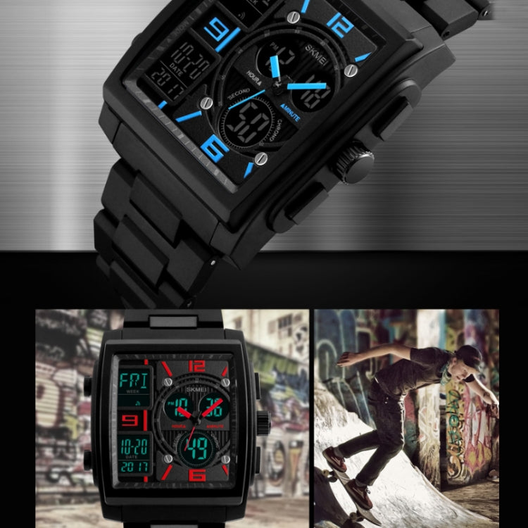 SKMEI 1274 Men Fashion Electronic Watch Multifunctional Outdoor Sports Watch, Red, Blue, Black, Golden