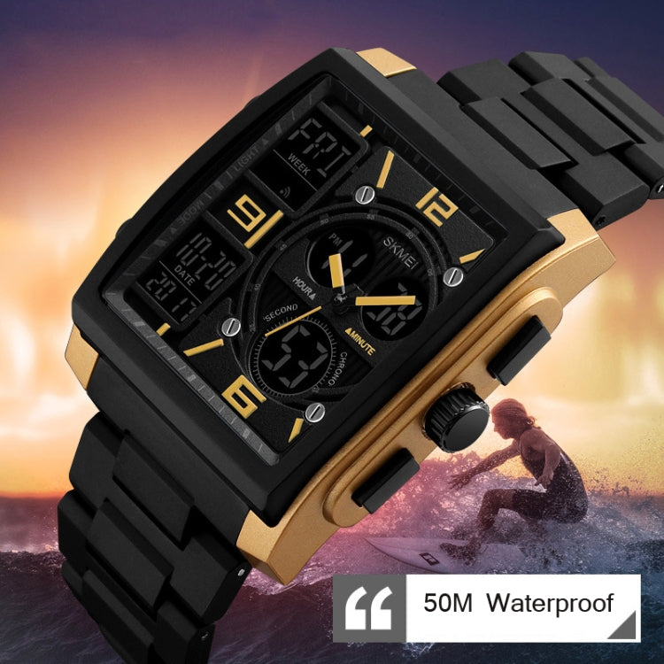 SKMEI 1274 Men Fashion Electronic Watch Multifunctional Outdoor Sports Watch, Red, Blue, Black, Golden