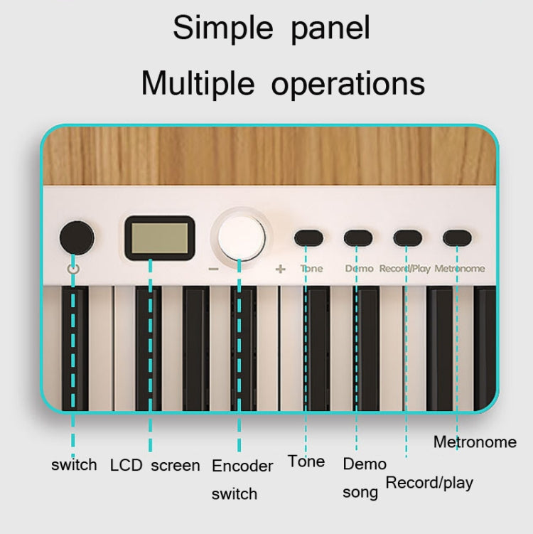 Wersi 88-Key Foldable Portable Electronic Piano Keyboard For Beginners Practice Piano, CN Plug, USB White, USB Black – Bluetooth, Ultra-thin
