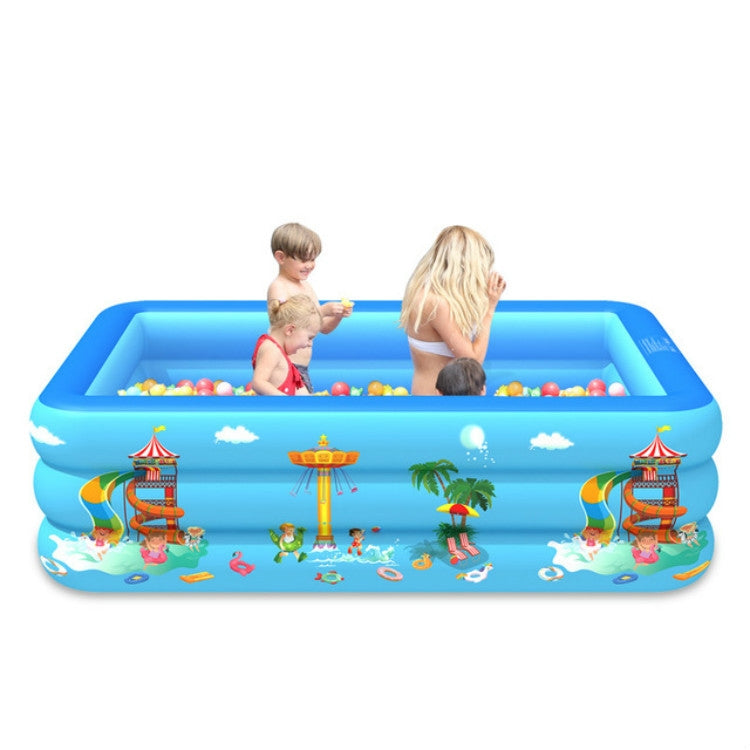 Household Indoor and Outdoor Amusement Park Pattern Children Square Inflatable Swimming Pool, 130 x 85 x 50cm, 150 x 110 x 50cm 130 x 85 x 50cm