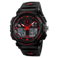 1270 Men Waterproof Dual Display Digital Watch Outdoor Sports Watch,... Red
