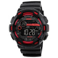 1243 Men Sports Watch Outdoor Waterproof Digital Watch, Red, Black, Golden Red